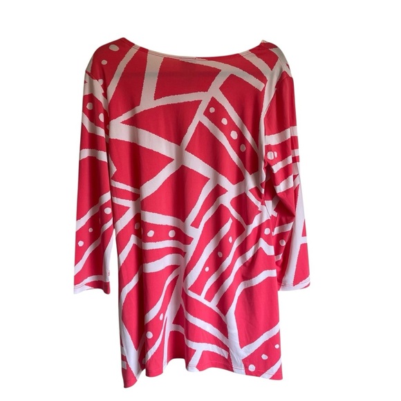 Clara Sunwoo Parachute Hem Tunic Stripes & Dots Coral/White Like New Condition - Picture 9 of 10